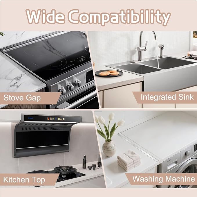 Stainless Steel Stove Gap Covers, Stove Gap Filler, Oven Gap Filler, Range Trim Kit in Kitchen, JessWednes 2 PCS Extendable Guard 13.8" to 27.5", Width 0.79", Heat Resistant and Easy to Clean (SILVER)