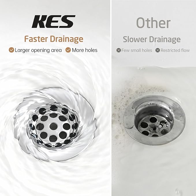 KES Bathroom Sink Grid Drain Without Overflow, Faster Drainage with Anti-Clog Grid, Polished Chrome Vanity & Vessel Drain Strainer, Solid Stainless Steel & Brass, S2021D-CH
