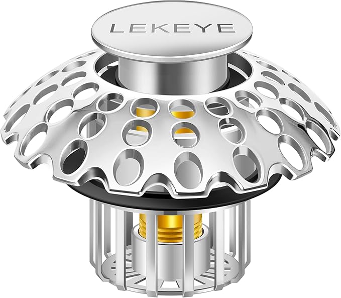LEKEYE Tub Stopper | Shower Drain Hair Catcher | Bathroom Bathtub Plug | Pop Up Bathtub Drain Stopper for 1-1/2" to 1-3/4" Bath Drain Hole - Pearl Chrome