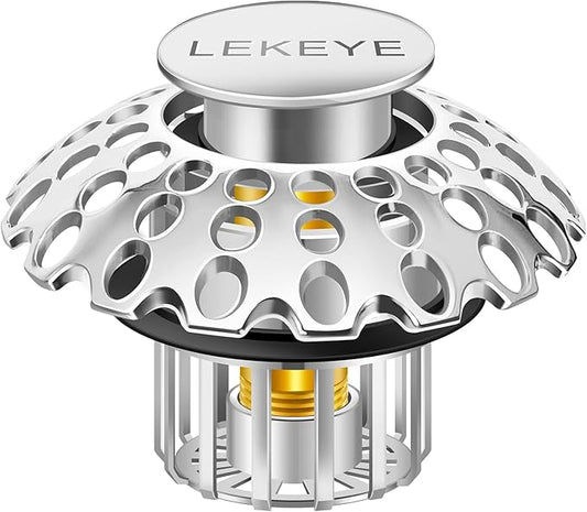 LEKEYE Tub Stopper | Shower Drain Hair Catcher | Bathroom Bathtub Plug | Pop Up Bathtub Drain Stopper for 1-1/2" to 1-3/4" Bath Drain Hole - Pearl Chrome