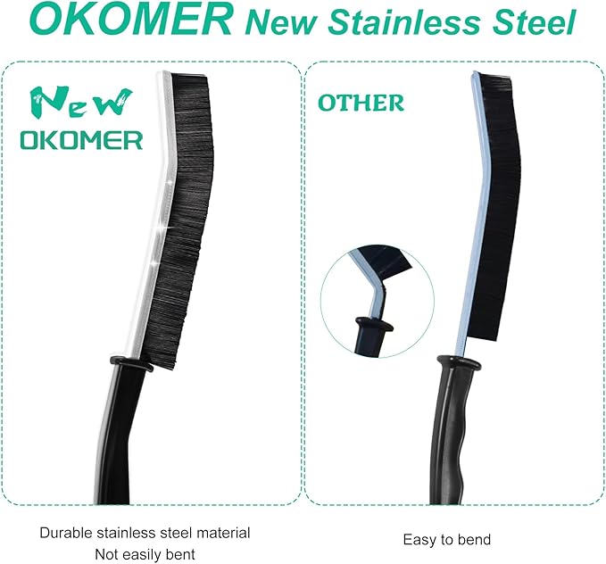 OKOM Multifunctional Stainless Steel Crevice Cleaning Brush - Hard Bristles for Kitchen & Bath Gap Cleaning