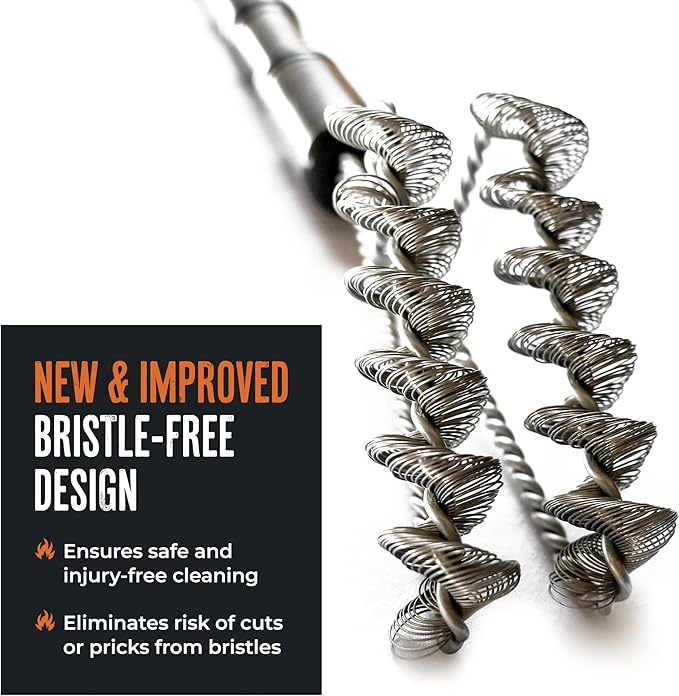GrillGrate Stainless Steel Grate Valley Bristle-Free Double Helix Grill Cleaning Brush for ModiFIRE Sear Grates