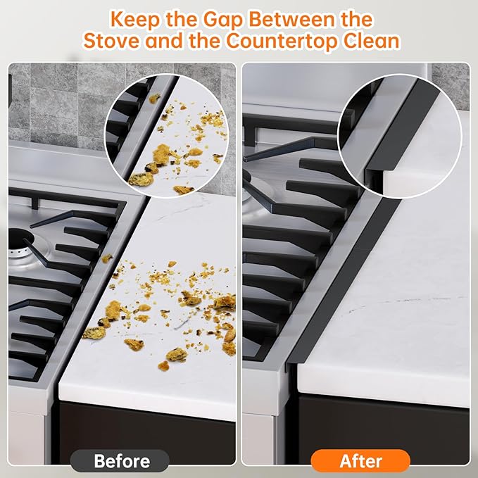 Stove Gap Covers Stainless Steel - 2 Pack Stove Gap Filler, Retractable Length 13.8" to 27.5", Width 0.79" Stove Side Gap Covers for Kitchen, Range Trim Kit, Heat Resistant Gap Guards for Gaps