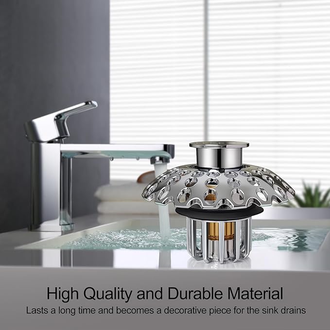 LEKEYE Bathroom Sink Stopper | Shower Drain Hair Catcher | Pop Up Sink Drain Plug | Bathroom Sink Drain Strainer for 1-1/8"to 1-3/8" to 1-1/2" Drain Holes