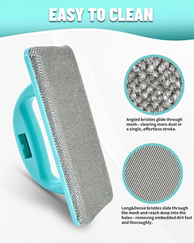 Window Screen Cleaner Kit,Wet and Dry Dual-Use Mesh Screen Cleaner + 3 Window Track Cleaning Tools,Detachable Window Sill Cleaner Tool for Easy,Efficient Cleaner