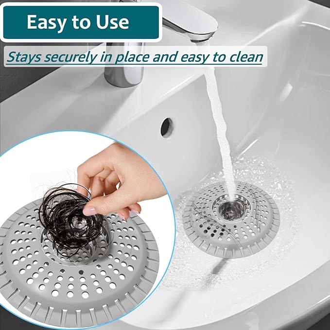 3 Pack Bathroom Sink Drain Strainer, Hair Catcher Shower Drain, Shower Drain Cover, Bathtub Hair Catcher, Silicone Tub Hair Trap Stopper Accessories, Kitchen Sink Garbage Plug Bathroom Necessities