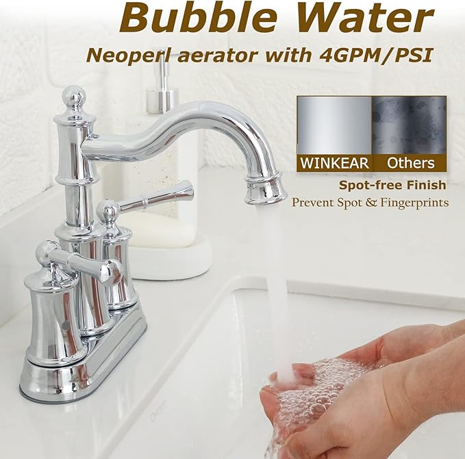 Roman Bathroom Sink Faucet Deck Mount or Wall Mount Installation Pop-up Drain Assembly with Overflow Deck Plate and Water Supply Lines Included (2 Hole Deck Mount, Chrome)