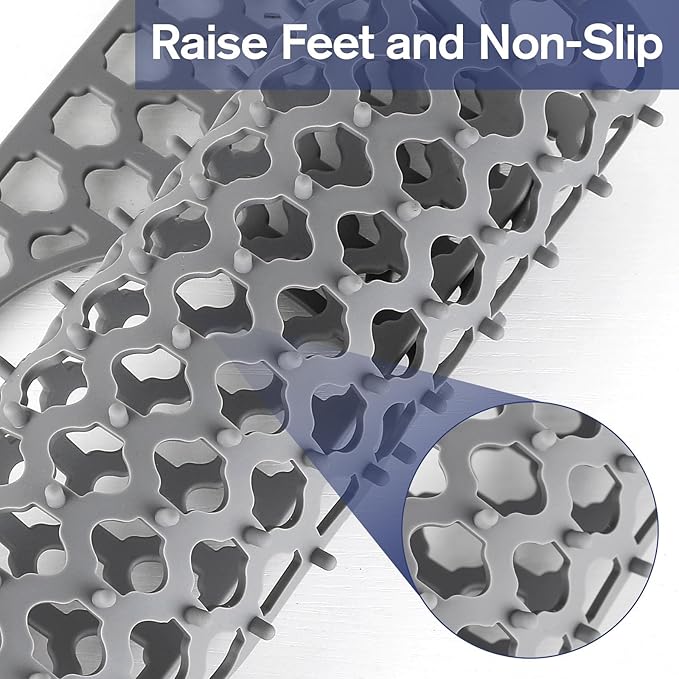 2PCS Silicone Sink Protector 12"x14" Rear Drain Hole, Heat Resistant Non-slip Dishwasher Suitable, Large Mat for Bottom of Farmhouse Kitchen Stainless Steel Sink