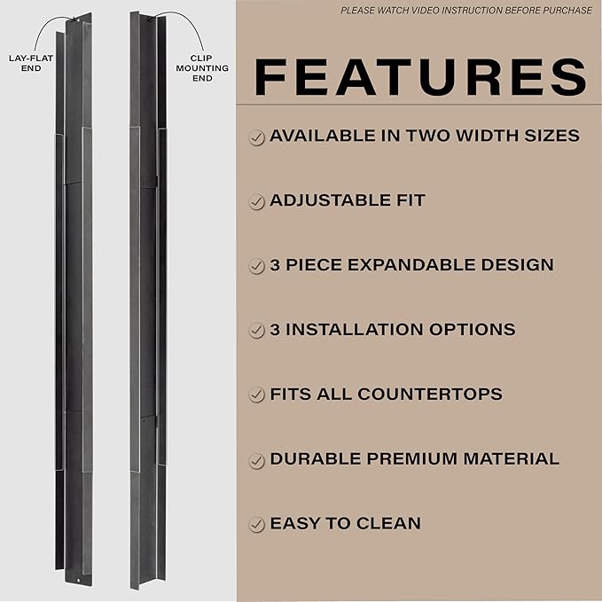 Expandable Rear Stove Gap Cover for Slide-In Ranges – Stainless Steel, Black Powder Coated – Adjustable Up to 32″ – Dual Install Options (1.5 inch WIDE)