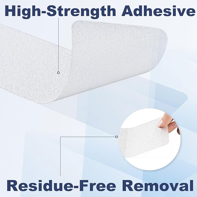 XXL Bathtub Non Slip Stickers with Strong Adhesive, Widen & Invisible Anti Slip Shower Strips with Scraper for Bath Tub, Shower Floor, Stairs,14 PCS