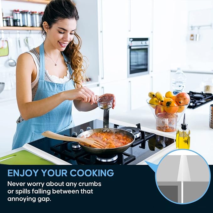 Silicone Stove Gap Covers (2PCS), 25 inch Gap Filler, Oven Counter Side Gap Guard, Heat Resistant & Easy Clean, Semi-Clear