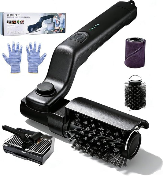 Electric Grill Brush for Ootdoor Grill, Cordless Grill Brush for Outdoor BBQ with 2 Heads, 3-Speed & Angle Adjust Cordless Rotary Grill Cleaner, Rechargeable Grill Cleaning Brush for Barbecue Grates