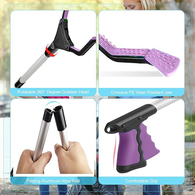 2-Pack Grabber Reacher Pickup Tool, 32" Long Reacher Grabber Tool, Trash Picker Grabber for Elderly Grab It Reaching Tool, Garbage Picker Upper Grabber, Litter Pick Up Grab Tool