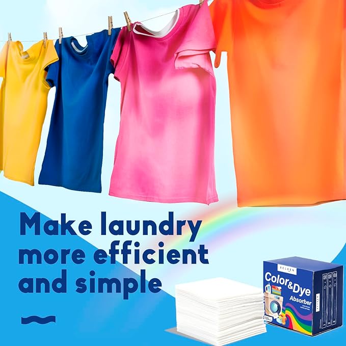 Xcleen Color Absorber Laundry Sheets 120 Count, Dye Catcher to Prevent Clothes from Smearing, Fragrance Free Color Trapping Sheets for Home School or Apartment