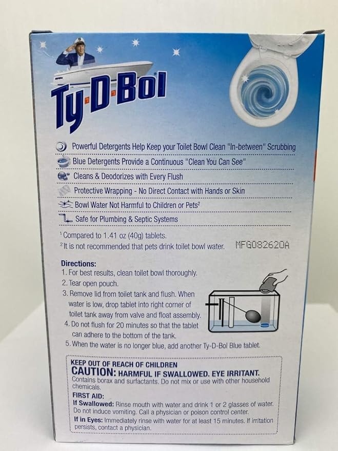Ty D BOL Toilet Cleaning Tablets with Continuous Blue Spruce Scent keeps Toilets Smelling fresh and clean 10 tabs (2-5 Count Packs) (Blue Spruce)