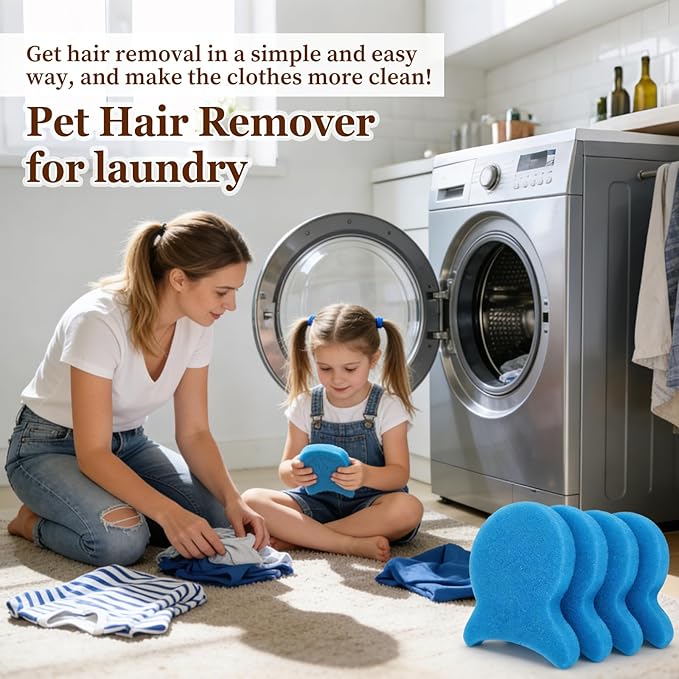 Pet Hair Remover for Laundry, Reusable Dog & Cat Hair Remover Tool, Effectively Removes Pet Hair, Lint and Dander from Bedding and Clothing, Suitable for Washing Machines, Dryers 4PCS