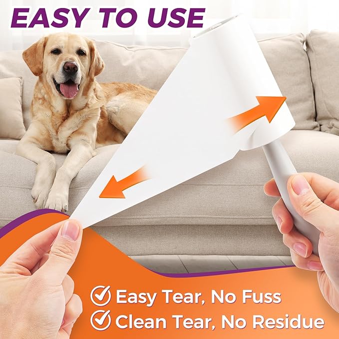 1200 Sheets Extra Sticky Lint Rollers for Pet Hair, Easy Tear Lint Remover for Dog Cat Hair, Clothes, Multipurpose Lint Roller for Furniture Couch Carpet Car Seat