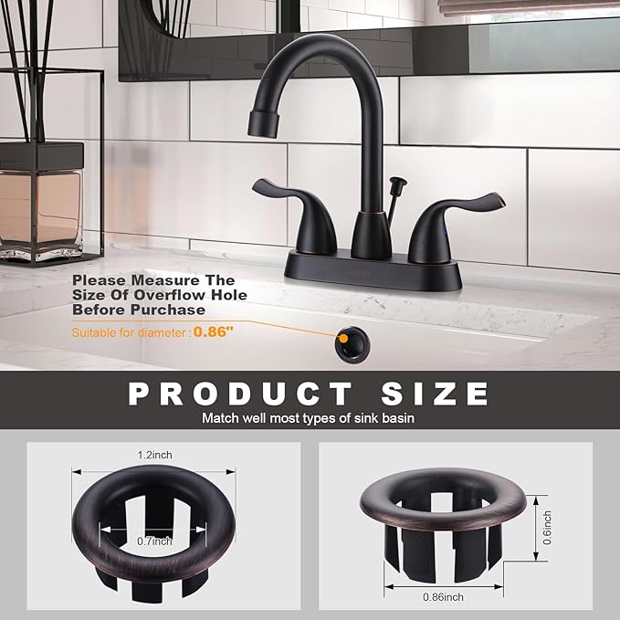 Sink Overflow Ring Oil Rubbed Bronze: ARCORA 2 Pack Bathroom Kitchen Sink Basin Trim Overflow Cover Hole Insert Cap