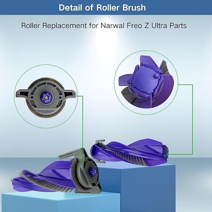Replacement Accessories Parts Kit Compatible with Narwal Freo Z Ultra - Includes 8 Dust Bags, 8 Mop Pads, 8 Filters, 8 Side Brushes, 2 Rubber Main Brushes,2 Baseboard Rags