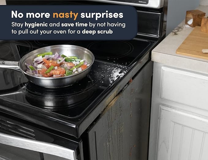 Linda’s Essentials Silicone Stove Gap Covers (2 Pack), Heat Resistant Oven Gap Filler Seals Spaces Between Stovetop and Counter, Easy to Clean Stove Side Guard (30 Inches, Black)