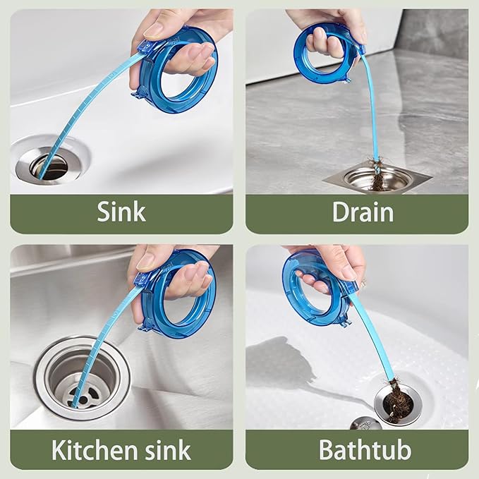 35" Flexible Drain Snake Grabber Tool, Upgraded Hair Clog Remover for Sink, Shower & Bathtub, Easy Reach Plumbing Weasel