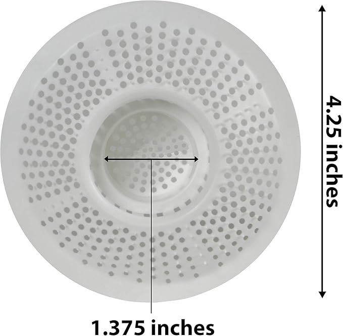 Hairstopper Drain Cover Hair Catcher for Shower and Bathtub, Protects Against Clogs Without Blocking Water Flow, White, 3 Pack
