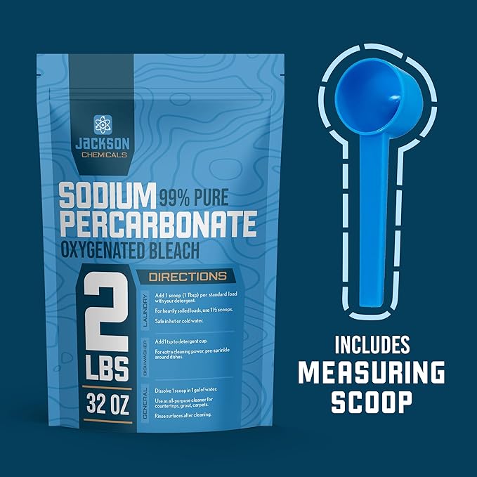 Sodium Percarbonate 2 lb – Chlorine-Free Laundry Booster, Eco-Friendly Stain & Odor Remover, Multipurpose Cleaner - Oxygenated Bleach Powder