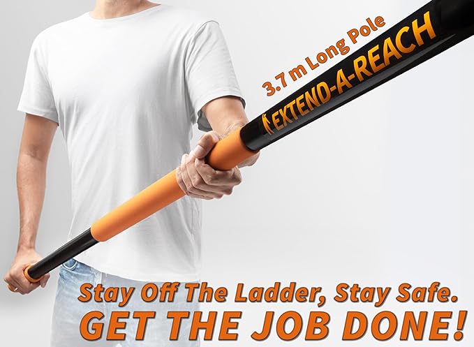 20 Foot High Reach Duster Kit with 4-12 ft Extension Pole // High Ceiling Dusting and Window Cleaning Kit with Telescopic Pole // Window Washer & Squeegee, Cobweb Duster, Fan Blade and Feather Dusters