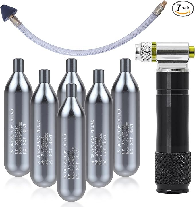 Upgraded Drain Device, AC Drain Line Cleaner Device, AC Drains Line Unclogger Tool, with 6 Unthreaded CO2 Cartridges, with a Flexible Hose to Clear All HVAC Clogs,20 Gram Unthreaded CO2,Black