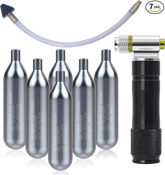 Upgraded Drain Device, AC Drain Line Cleaner Device, AC Drains Line Unclogger Tool, with 6 Unthreaded CO2 Cartridges, with a Flexible Hose to Clear All HVAC Clogs,20 Gram Unthreaded CO2,Black