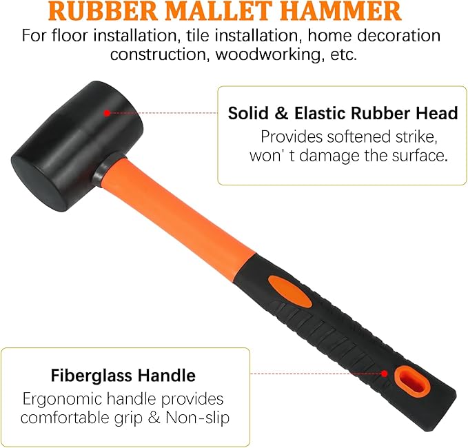 Floor Gap Fixer Tool for Laminate Floor Gap Repair Plank Grabber Includes Heavy Duty Aluminum Suction Cup and Fiberglass Handle Rubber Mallet (Can't Use on Scraped Surface Floor)