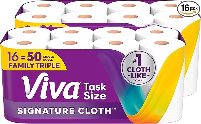 Viva Signature Cloth Paper Towels, Task Size, 16 Family Triple Rolls, 141 Sheets per Roll (Packaging May Vary)