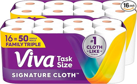 Viva Signature Cloth Paper Towels, Task Size, 16 Family Triple Rolls, 141 Sheets per Roll (Packaging May Vary)