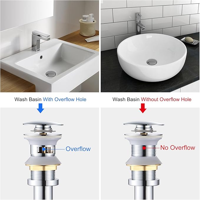 Bathroom Basin Sink Waste P-Trap Drain Kit, Adjustable Bottle Trap with Pop Up Drain Stopper Without Overflow, Chrome
