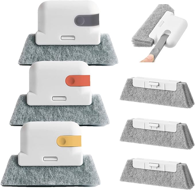 Magic Window Track Cleaner Brush Kit, 3-in-1 Design for Sliding Doors, Car Vents, Keyboards, 3 Pack Window Cleaning Tools with 3 Replacement Heads
