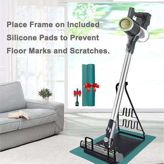 EZ SPARES No Installation Required,Vacuum Stand Frame,Accessories Storage Docking Station Holder,Metal Bracket,big base,Compatible with Dys,Eureka,tineco,dreame,Fit Most Stick Vacuum Cleaner(Black)