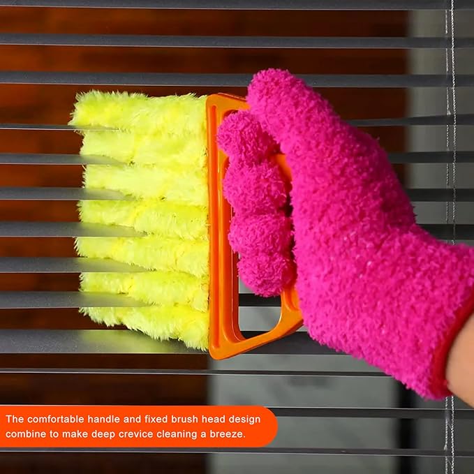 4 PCS Blind Cleaner Duster Tool, 7 Finger Handheld Window Shutters Duster with 3 Arm Cleaner Brush, Washable Mini Blinds Dust Cleaning Tools for Car Air Conditioner Vent