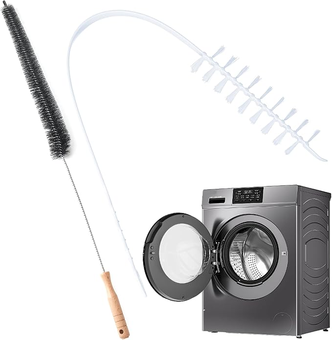 Washing Machine & Dryer Vent Cleaning Brush Kit, Lint Trap Cleaning Tool, Includes 23.6" 360° Rotating Cleaning Brush, 28" Extra Long Dryer Lint Brush, for Most Washers & Dryer Models