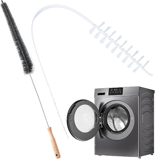 Washing Machine & Dryer Vent Cleaning Brush Kit, Lint Trap Cleaning Tool, Includes 23.6" 360° Rotating Cleaning Brush, 28" Extra Long Dryer Lint Brush, for Most Washers & Dryer Models