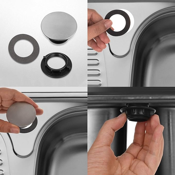 2 Pcs Kitchen Faucet Hole Cover Stainless Steel, Premium Sink Tap Hole Cover, Brushed Stainless Steel