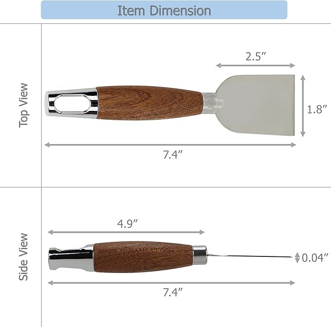 EIKS 2 Pack Stainless Steel Scraper with Wooden Handle for Cleaning Cast Iron Skillet Flat Top Grills Griddle BBQ Pan Ovens Stoves, Stain Removal Tool