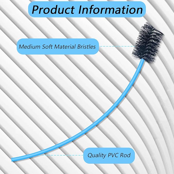 2 PCS Condensate Flexible Drain Brush, 15.7 in Nylon and PVC Drain Line Cleaning Brush, Keep Condensate Traps Clean, for AC Condensate P Trap, Dirt Clean Condensate Drain Trap