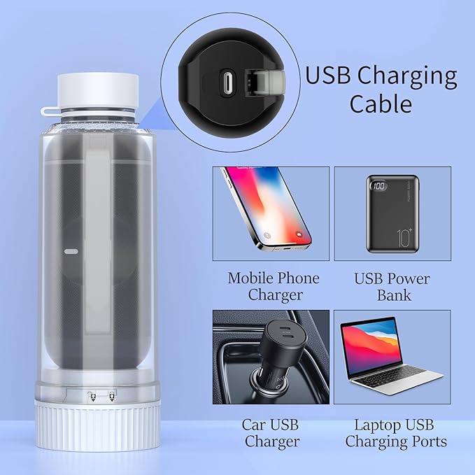 Portable Bidet for Travel, Rechargeable Travel Bidet Sprayer Fits Various Sizes of Water Bottles, Waterproof High Pressure Handheld Bidet for Women Men Personal Hygiene, White