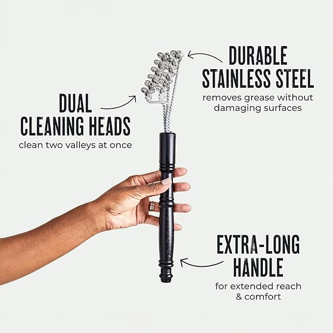 GrillGrate Stainless Steel Grate Valley Bristle-Free Double Helix Grill Cleaning Brush for ModiFIRE Sear Grates