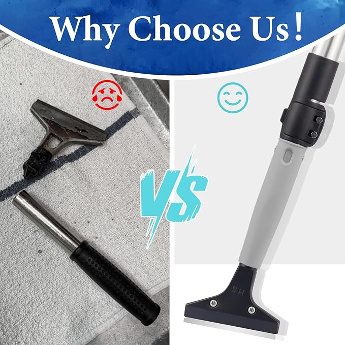 4"Razor Blade Floor Scraper with Long Handle,61in Adjustable Floor Scraper Heavy Duty with 10PCS Extra Metal Blades Paint Scraper for Cleaning Stickers Gum Glass Wall Tile (Retractable 82in)