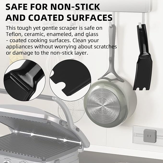 TonGass Upgrade Grill Scraper Compatible with George Foreman 1925B01B, Plastic Grill Spatula for George Foreman Indoor Grills & Most Other Indoor Grills with Grooves, Heat-Resistant & Durable