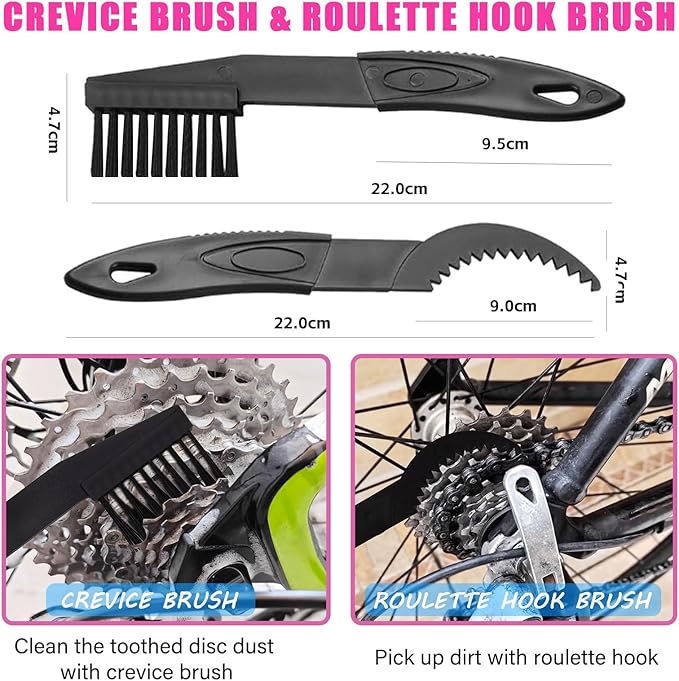 Bike Chain Cleaner Set, Bike Cleaners Bicycle Cleaning Kit 120ML Dry Chain Lube and 500ML Cleaning Spray Bike Chain Lubricant with Brushes Cycling Maintenance, Suitable for All Types of Bike
