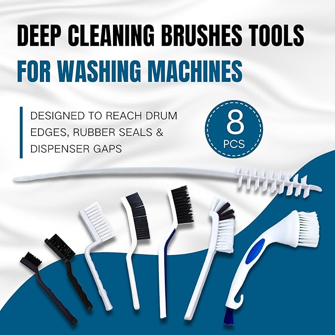 Washing Machine Cleaning Brush Set – Physical Cleaning Kit for Front Load Washer Drum, Rubber Seal & Detergent Drawer – Multi-Brush Tool Set for Deep Cleaning Crevices, Gasket & Appliance Gaps