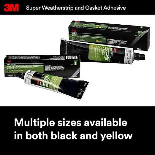 3M Super Weatherstrip and Gasket Adhesive, 08001, Yellow, 5 fl oz Tube, 1 Per Pack