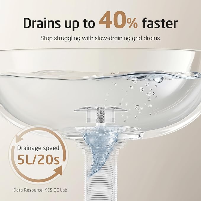 KES Polished Chrome Bathroom Sink Drain with Extended Thread, All Metal Pop Up Drain Stopper without Overflow for Thicker Vessel Sinks and Countertops, Brass and Stainless Steel, S2022D-CH